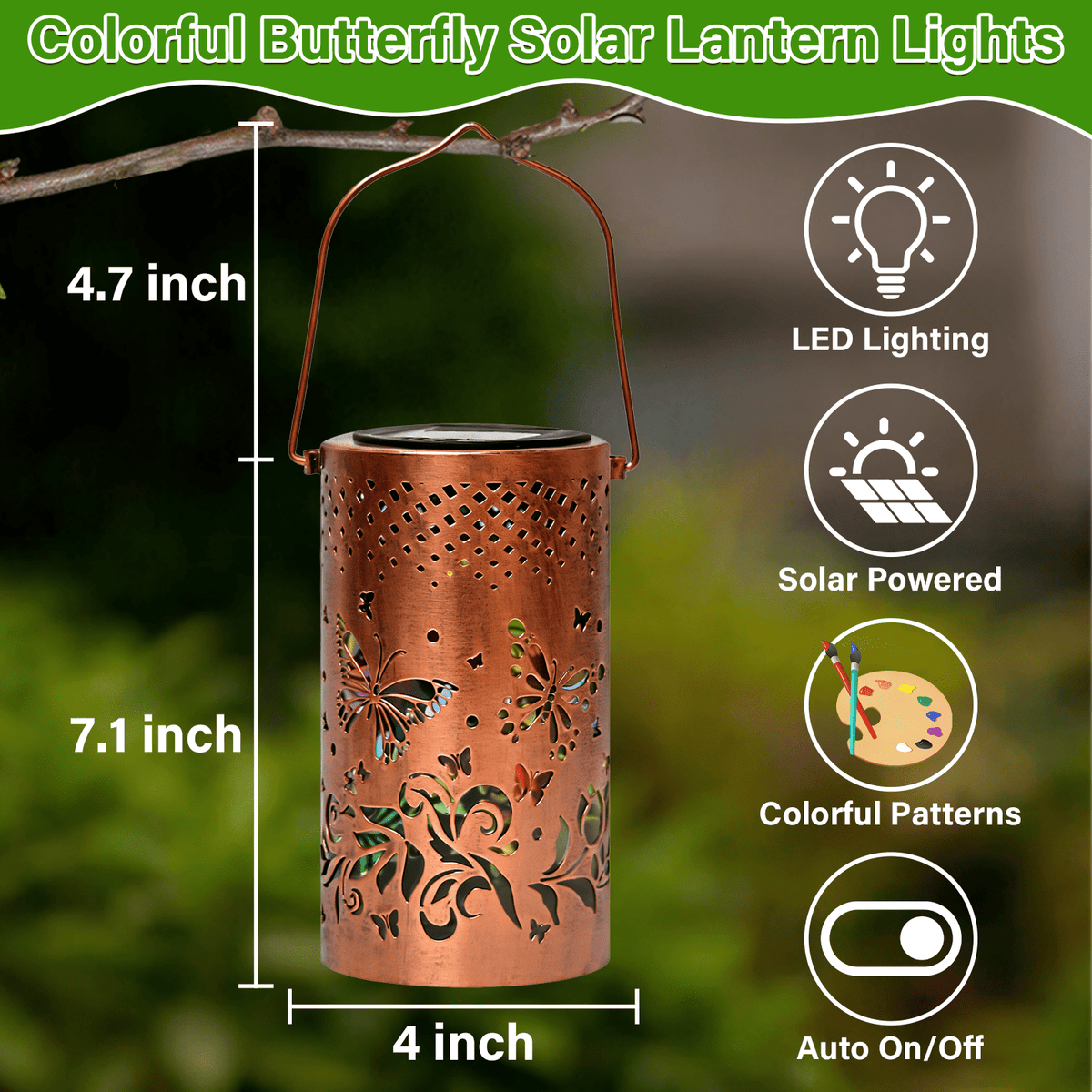 Colorful Solar Lanterns IP65 Outdoor Waterproof, Mother's Day Gifts for Women Mom Grandma - LED Colorful Sunflower Solar Lights Metal Hanging Lantern for Patio Yard Porch