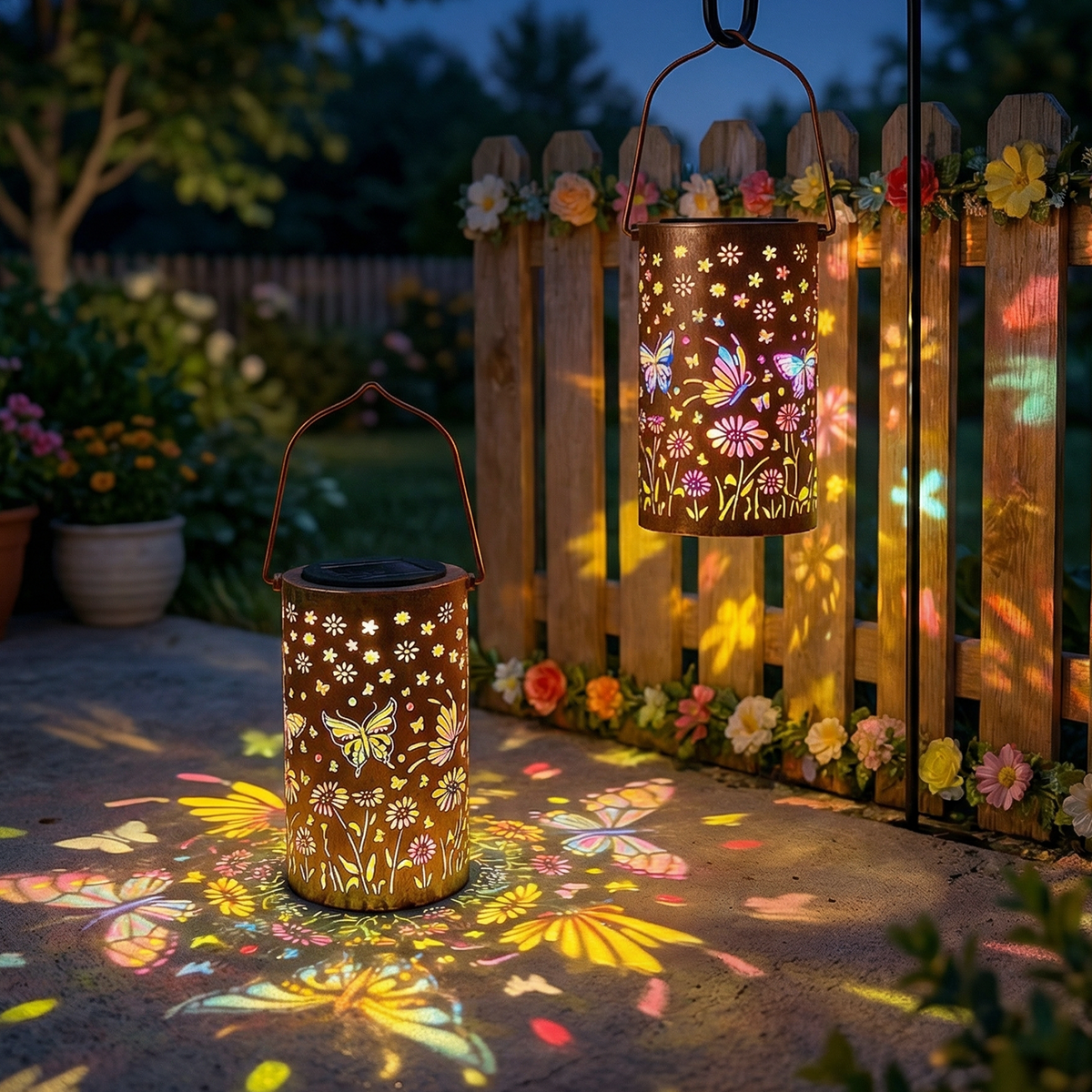 Colorful Solar Lanterns IP65 Outdoor Waterproof, Mother's Day Gifts for Women Mom Grandma - LED Colorful Sunflower Solar Lights Metal Hanging Lantern for Patio Yard Porch