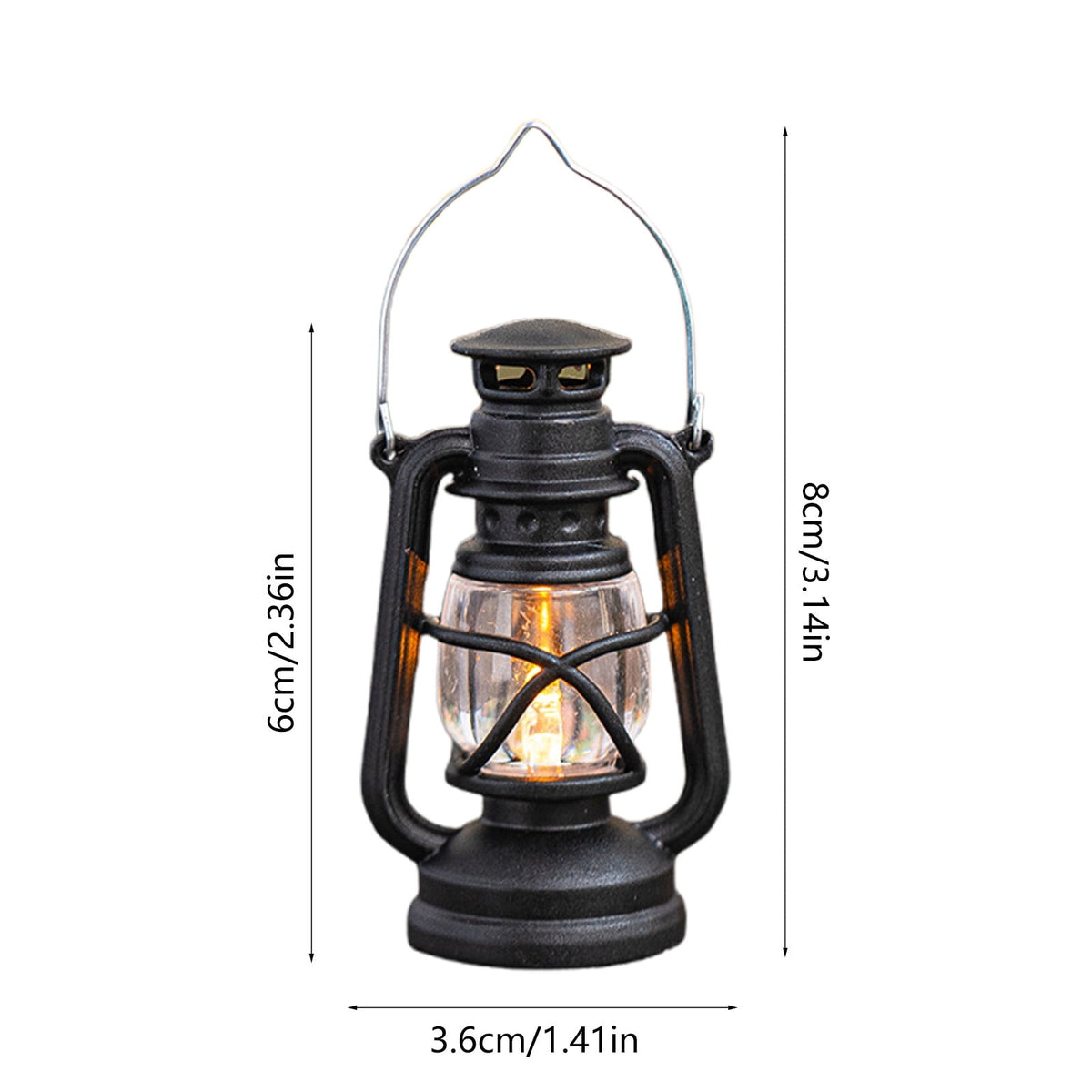 openpig Vintage LED Hurricane Lantern, LED Battery Powered Camping Lamp Outdoor Hanging Lantern, Landscape Decor for Table Patio Garden Yard Pathway Porch (Black)
