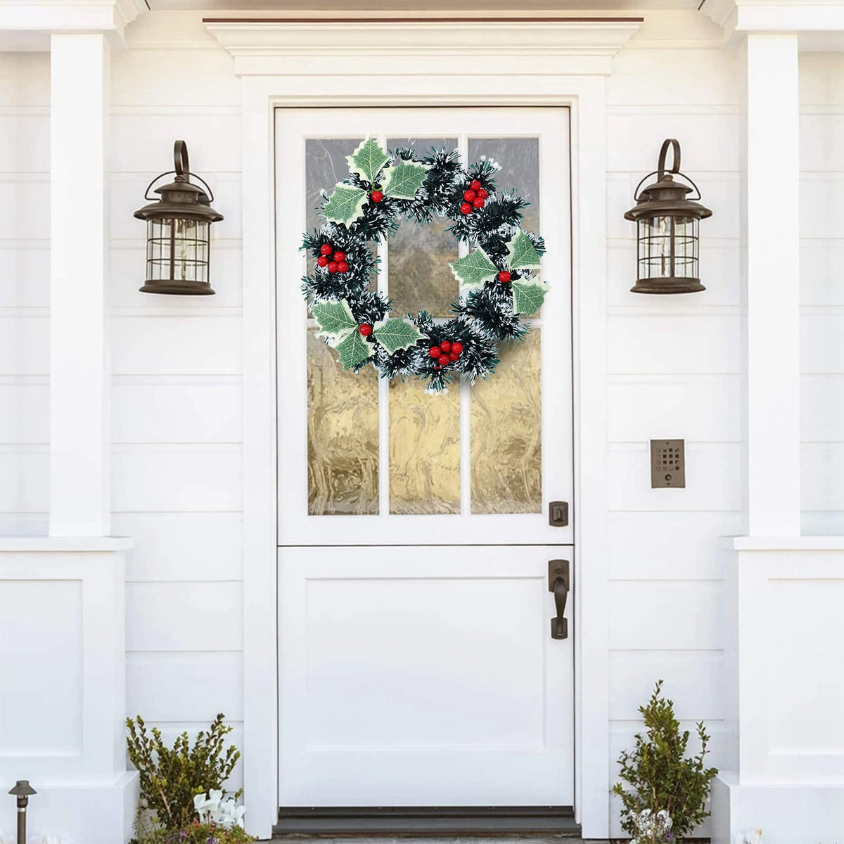 Btomtd Diameter 8" Pumpkin Skull Wreath Halloween Decor Acrylic Round Disk Hanging Ornament with Garland for Front Door Window, A
