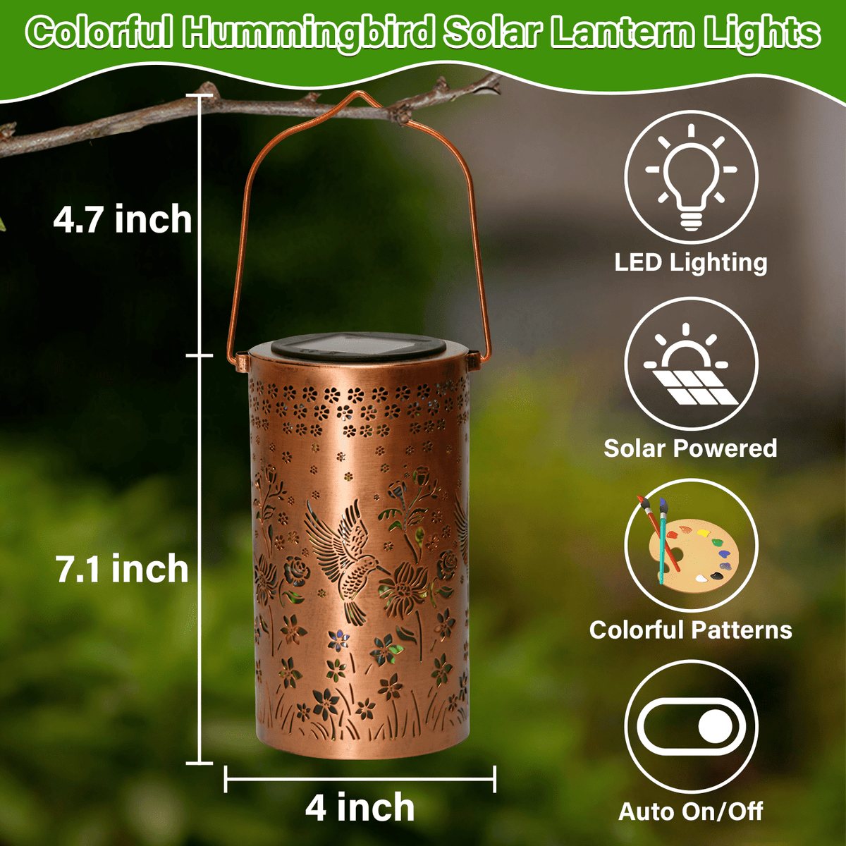 Colorful Solar Lanterns IP65 Outdoor Waterproof, Mother's Day Gifts for Women Mom Grandma - LED Colorful Sunflower Solar Lights Metal Hanging Lantern for Patio Yard Porch