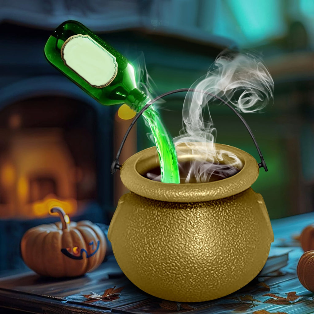 Gold Halloween Mini Cauldron Candy Holder Set, Witch Decor Tiered Tray Tabletop Decoration 8pcs