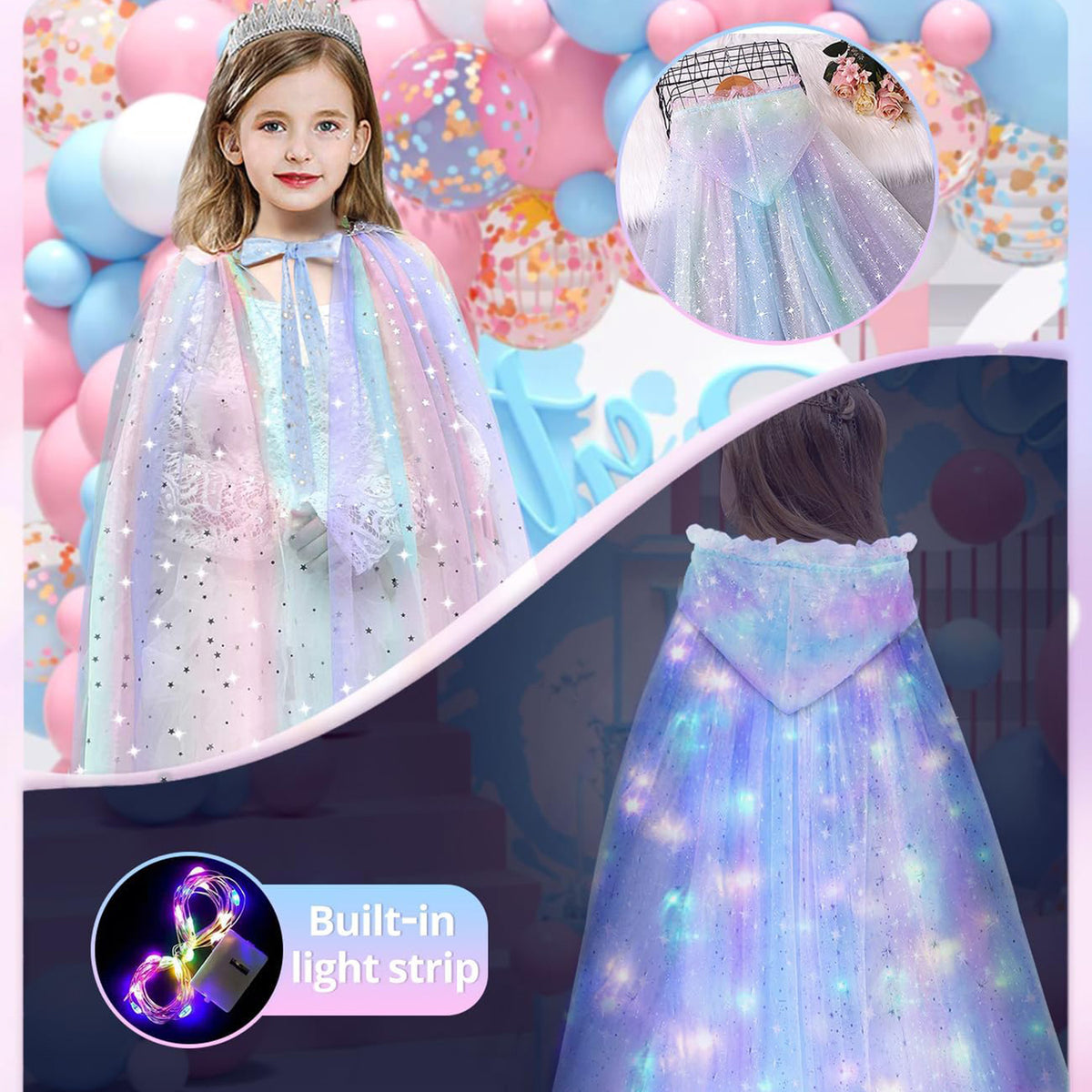 Princess Dress Up for Girls 4-6, Light Up Princess Toys for Toddlers Age 3 4 5 6