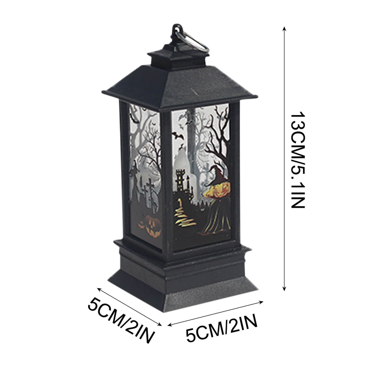 Coollooc Halloween Decorations Indoor, 5.1" Decorative Pumpkin Candle Lantern with LED String Lights, Hanging Spooky Halloween Lanterns, Outdoor Home Room Door Party Decor