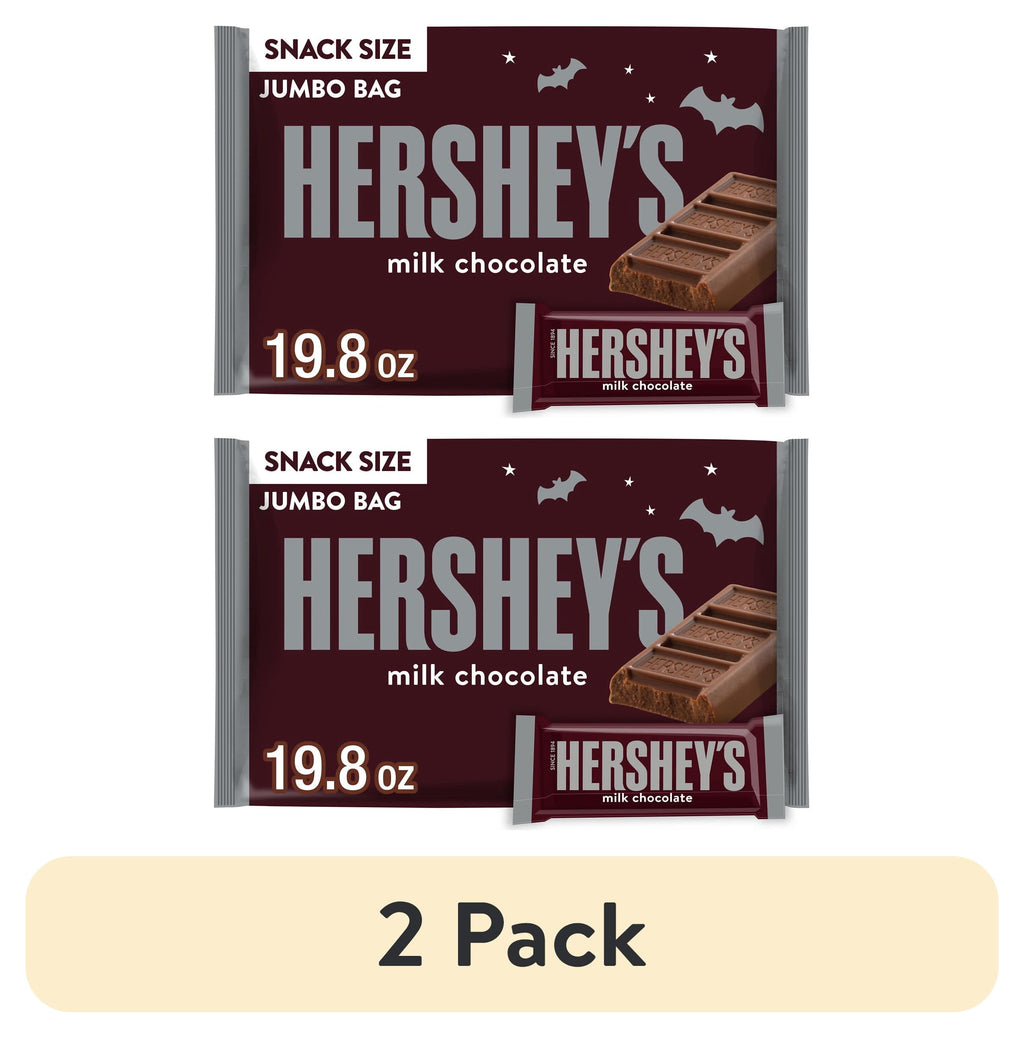 (2 pack) Hershey's Milk Chocolate Snack Size, Halloween Candy Jumbo Bag, 19.8 oz