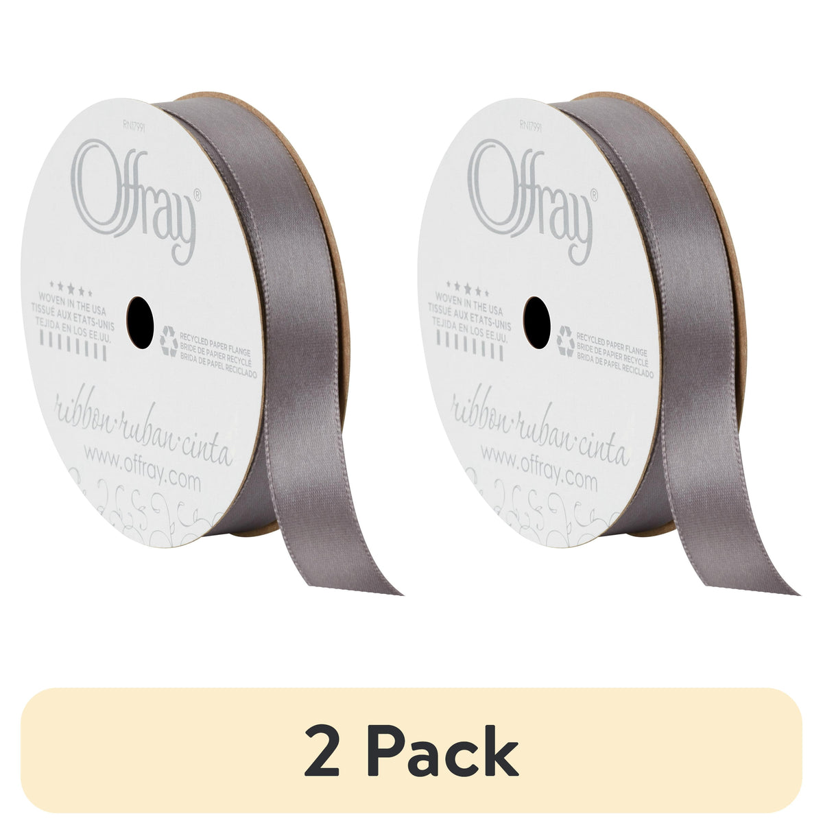 (3 pack) Offray Ribbon, Forest Green 5/8 inch Single Face Satin Polyester Ribbon, 18 feet