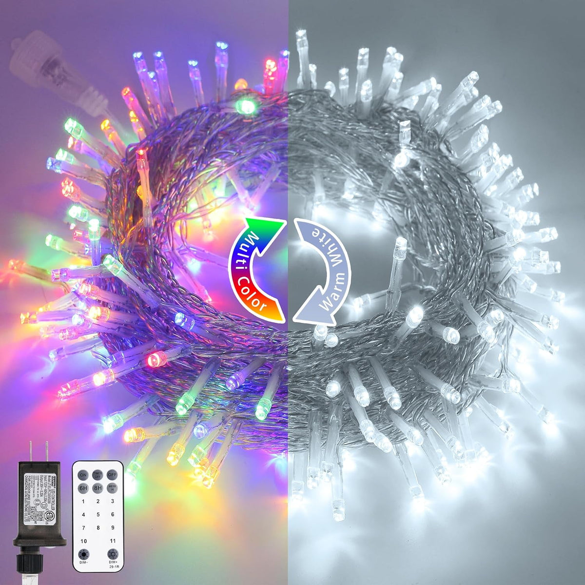 JMEXSUSS 200 LED Christmas Lights Indoor Outdoor, Connectable Warm White Christmas Tree Lights Clear Wire, 66 Ft Twinkle Fairy String Lights Plug in for Bedroom Wedding Christmas Tree Decorations