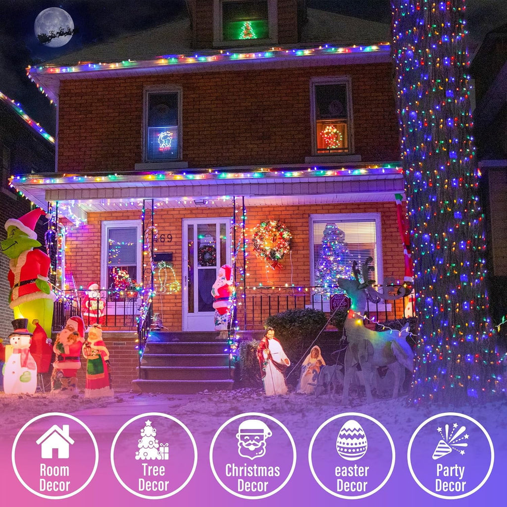 JMEXSUSS 200 LED Christmas Lights Indoor Outdoor, Connectable Warm White Christmas Tree Lights Clear Wire, 66 Ft Twinkle Fairy String Lights Plug in for Bedroom Wedding Christmas Tree Decorations