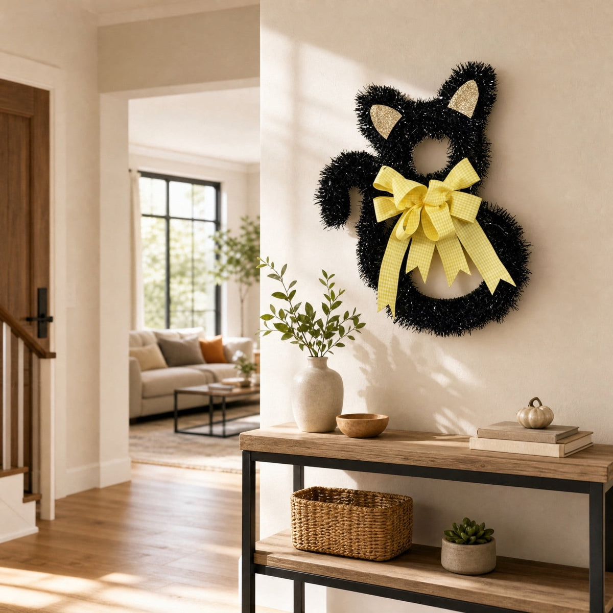HOARBOEG Autumn Harvest Sunflower Wreath, Artificial Pumpkin Maple Leaf Fall Wreath for Front Door, 21.65 in Thanksgiving Wall Hanging Decor, Outdoor Indoor Harvest Decor