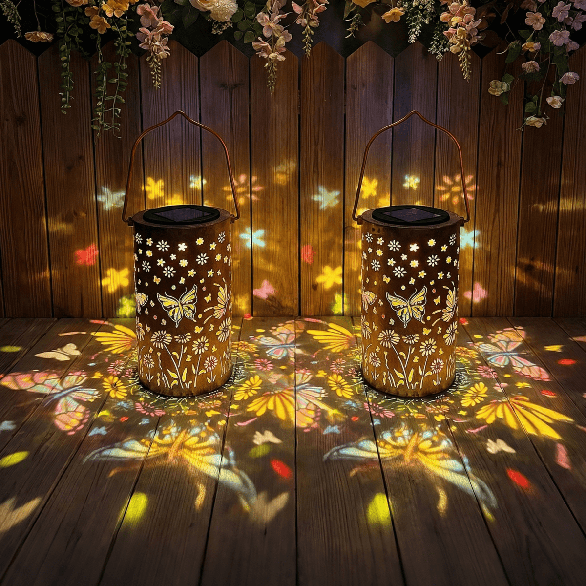 Colorful Solar Lanterns IP65 Outdoor Waterproof, Mother's Day Gifts for Women Mom Grandma - LED Colorful Sunflower Solar Lights Metal Hanging Lantern for Patio Yard Porch