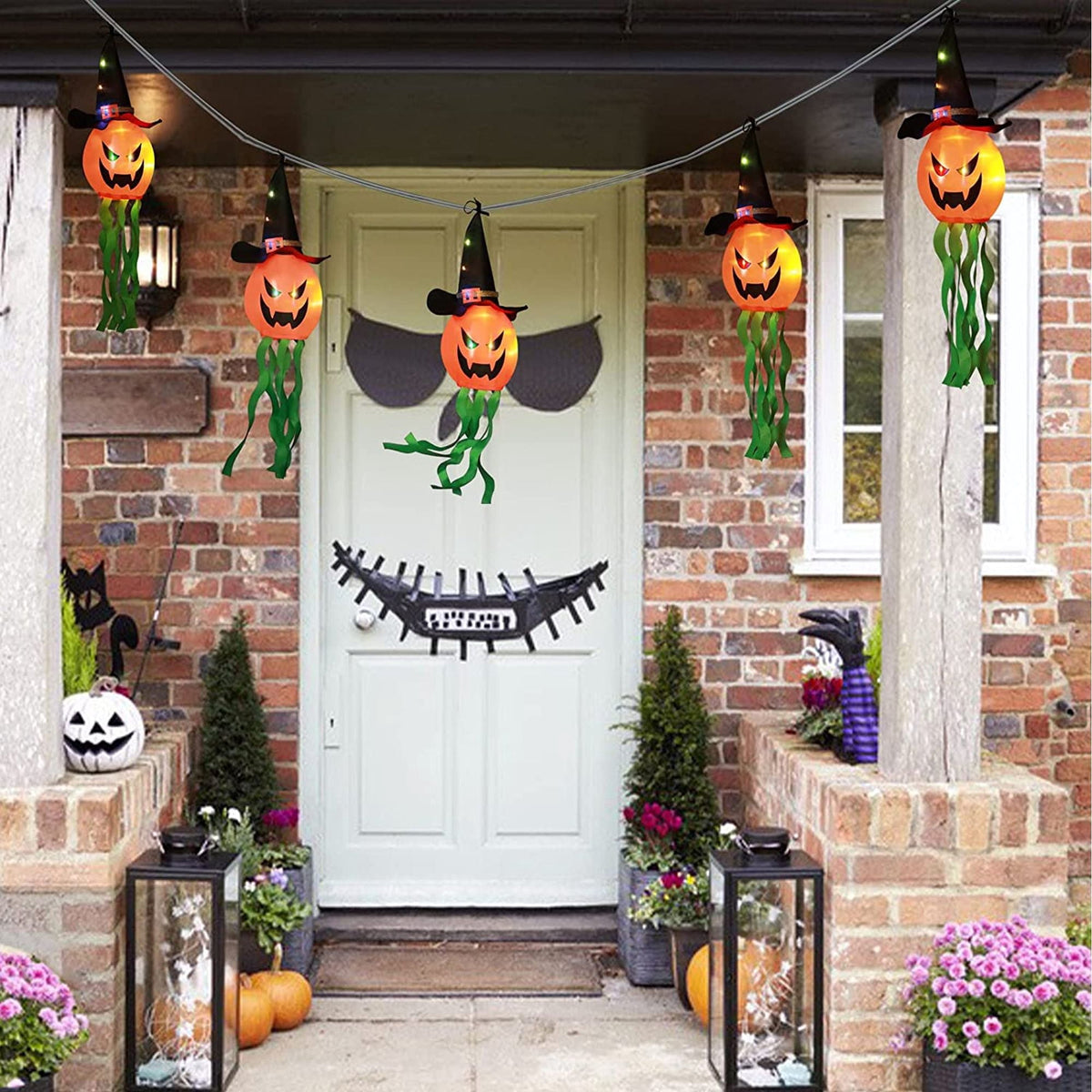 Deago Halloween Lights 9.8ft Battery Operated Ghost Witch Hat 5 LED String Lights Halloween Decoration for Indoor Outdoor Home Party Halloween Decor, White