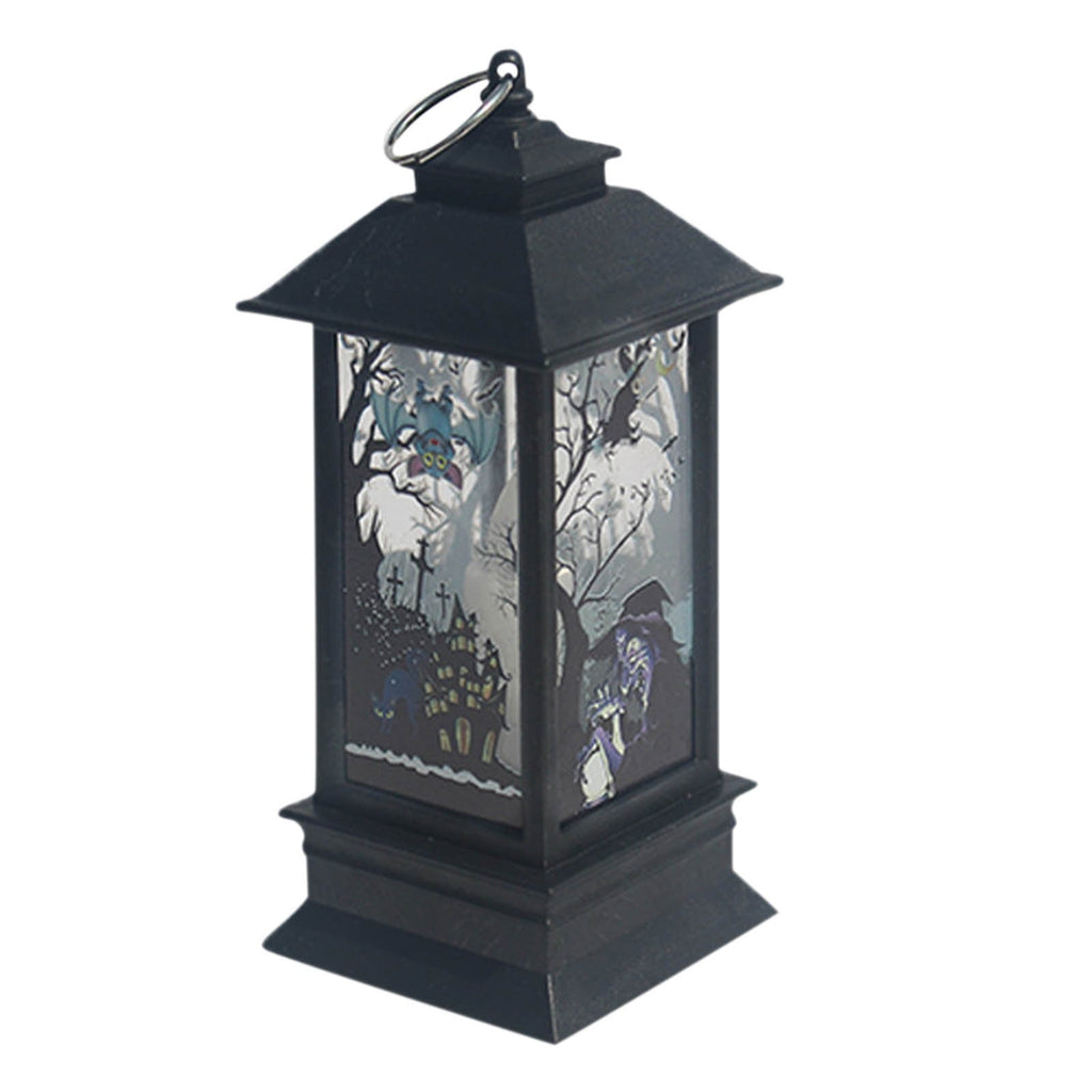 Lhrmh Halloween Decor - LED LED Hanging Lamp Candle Lantern with Skeleton and Pumpkin Designs for Portable Spooky Lighting