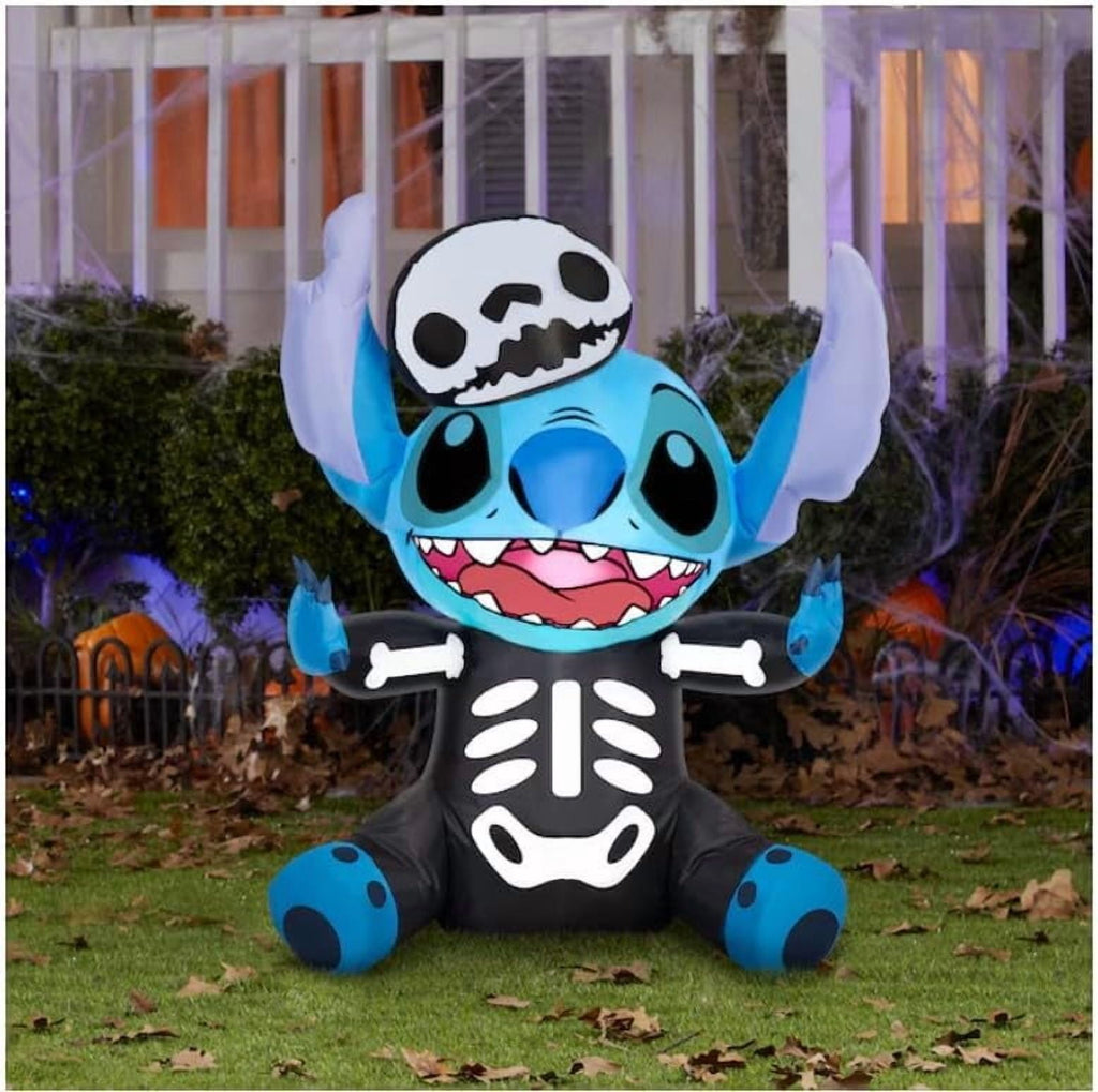 3' Gemmy Airblown Inflatable Halloween Disney's Stitch in Skeleton Costume Yard Decoration 552722