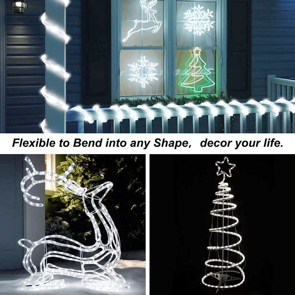 Christmas Tree Lights 23ft 50 LED Battery Operated Rope String Lights with 8 Modes Remote for Xmas Patio Home Garden Decorations, Blue