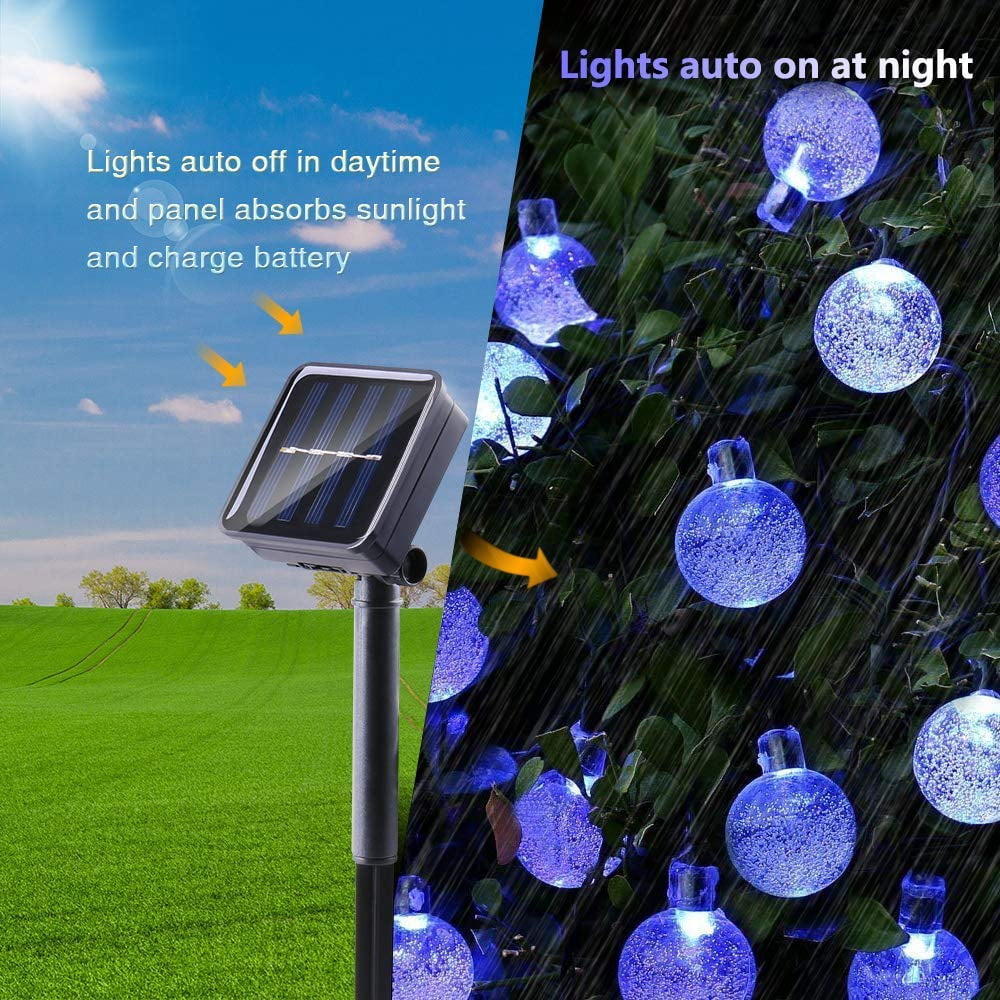 LINLIN Solar Crystal Ball String Lights,Waterproof LED Bubble Globe Solar Fairy Lights 8 Mode Ball String Lights for Bistro Garden Yard Home Party Wedding Christmas Decoration