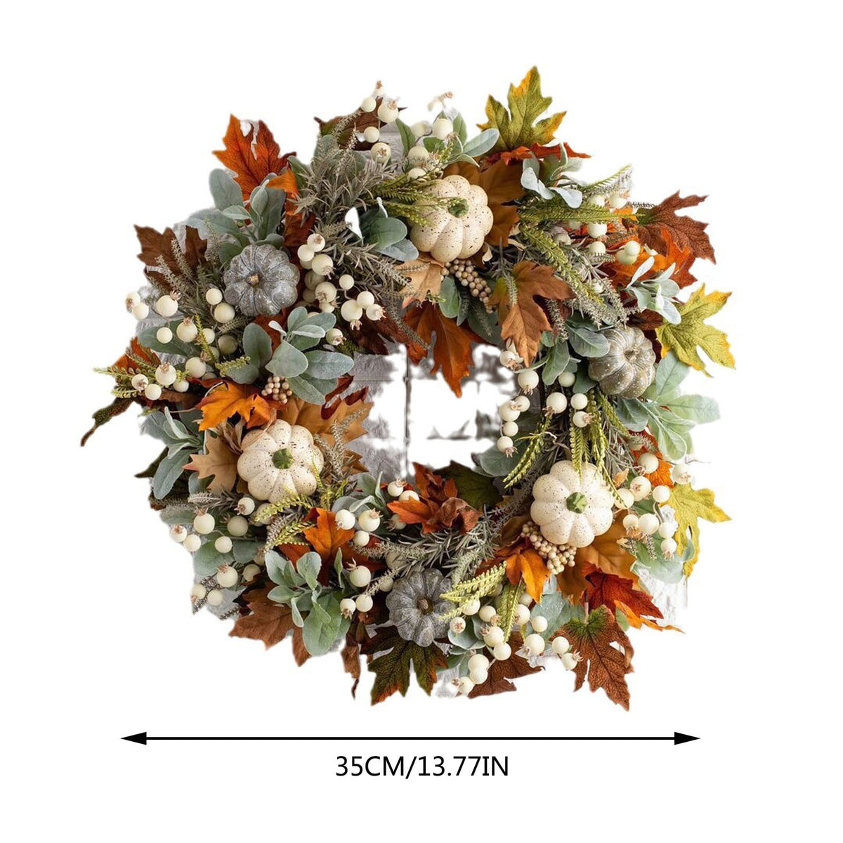 Fall Peony and Pumpkin Wreath for Front Door - Thanksgiving Wreath, Year Round Durable Farmhouse Wreath with Maple Leaves, Berries, Pinecones, and Pumpkins for Thanksgiving, Halloween, Home Decor