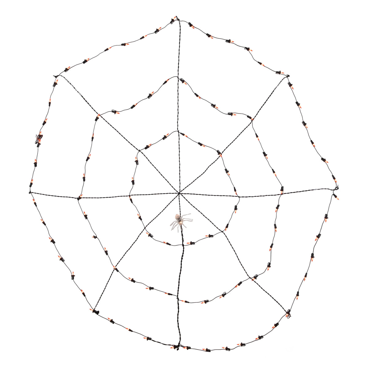 5' Lighted Orange and Black Spider in Web Halloween Decoration Black Wire