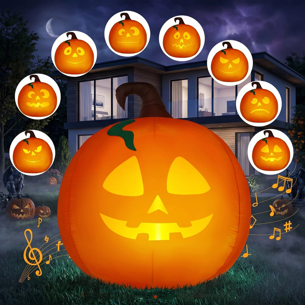 Joyfy 6 ft Halloween Inflatable Witch & Cauldron,Blow Up Decor with Rotating Green Ghost Projection Built-in LEDs,Outdoor Decoration for Party,Yard,Garden
