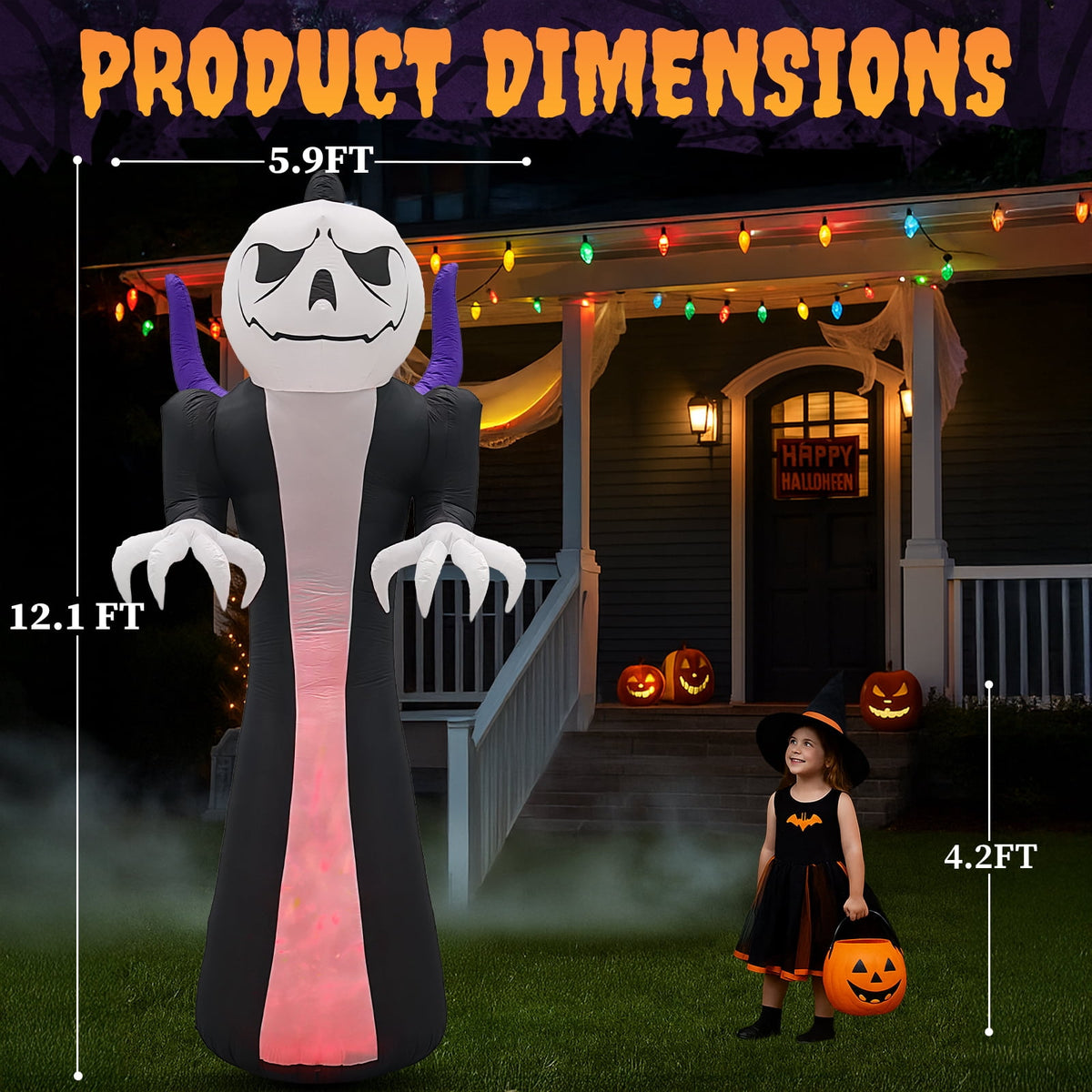 Ktaxon 12' Halloween Inflatables Outdoor Halloween Decoration Giant Ghost Blow up Decor