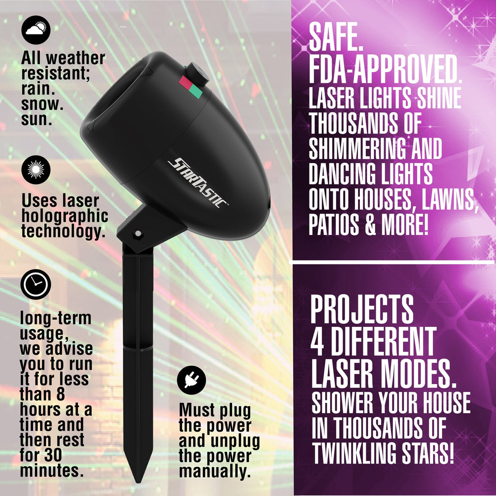 Startastic Laser Projector Lights Indoor Outdoor Holiday Star Lights for Christmas Halloween Waterproof