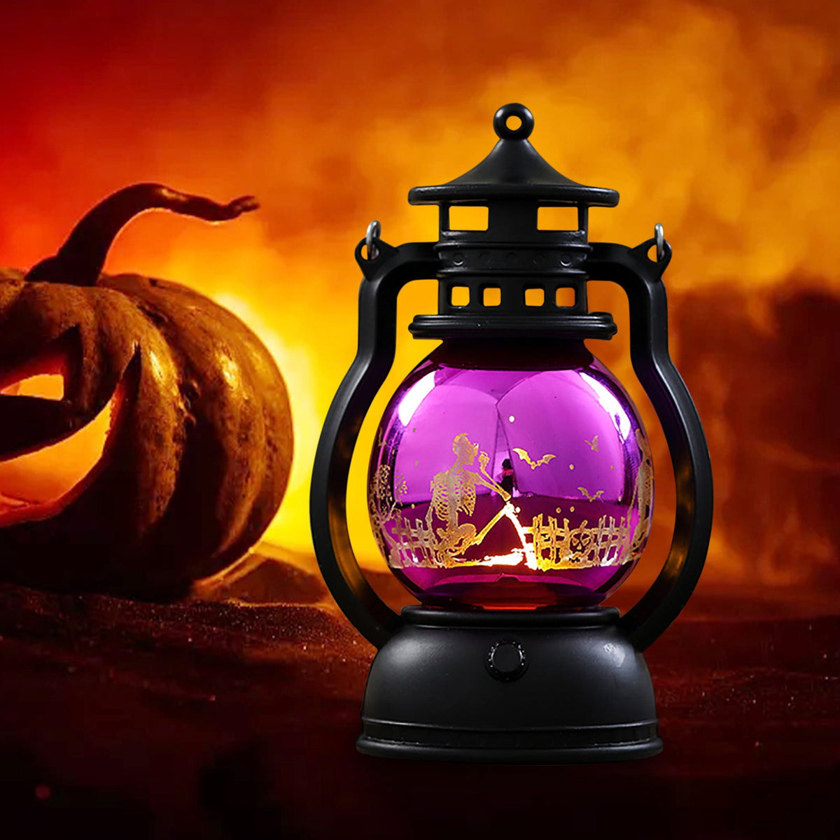 NSESSHome Halloween Pumpkin Lantern with LED, Portable Jack-O-Lantern for Halloween, Vintage Halloween Lamp Handheld Lantern Oil Lamp for Halloween Decorations Indoor and Outdoor