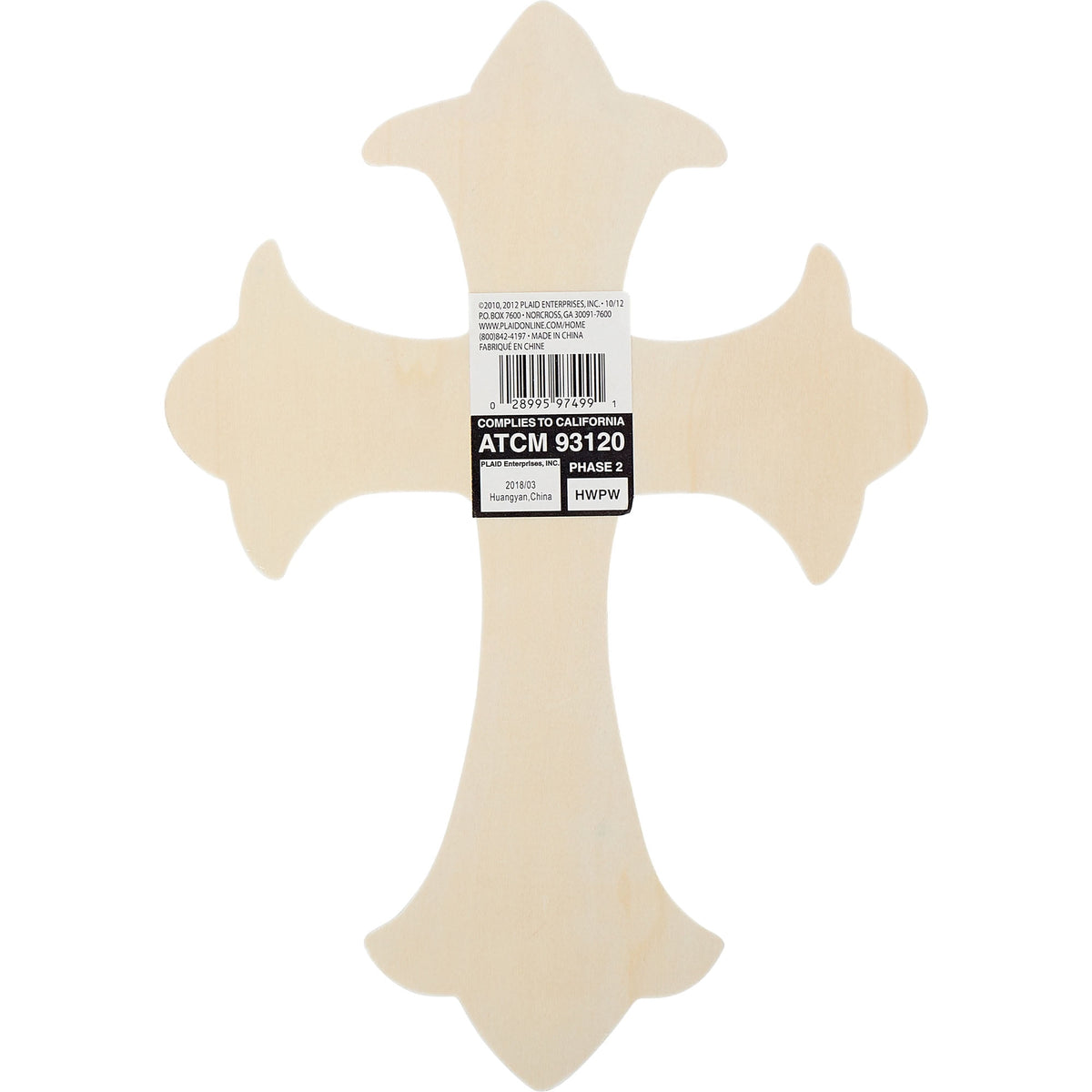 (3 pack) Plaid Unpainted Wood Surface, Large Fleur De Lis Cross Shape, 1 Piece