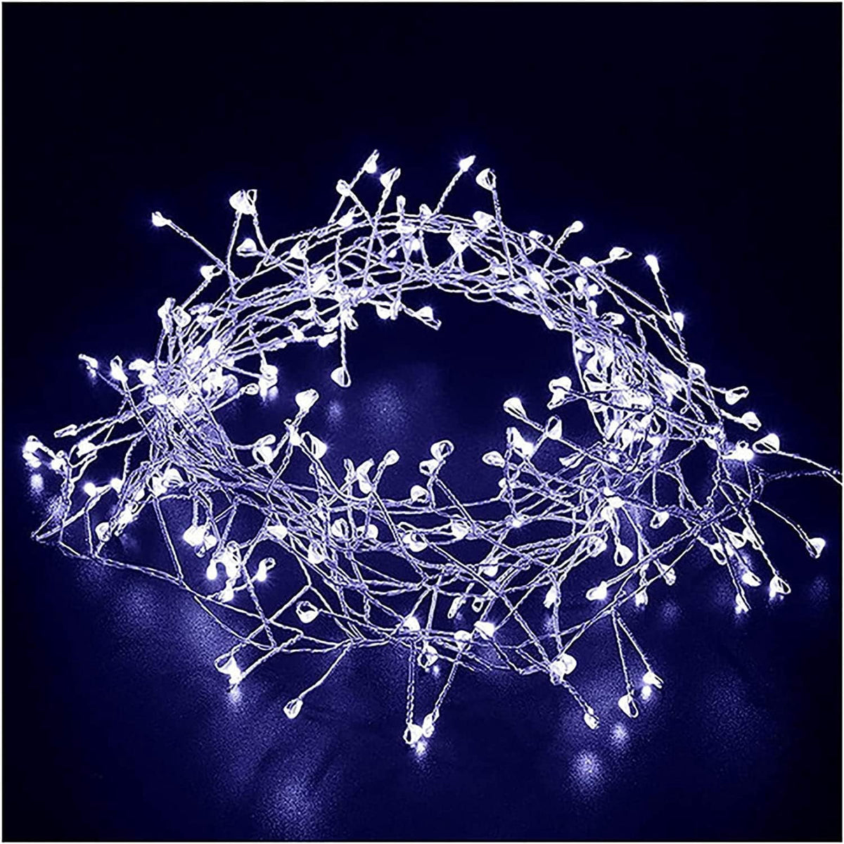 Mini Firecrackers String Light 19.68Ft 200 LED USB Operated 8 Modes Cluster Chain Fairy String Lights with Remote Control Firefly Lights for Xmas Party Home Garden Decoration