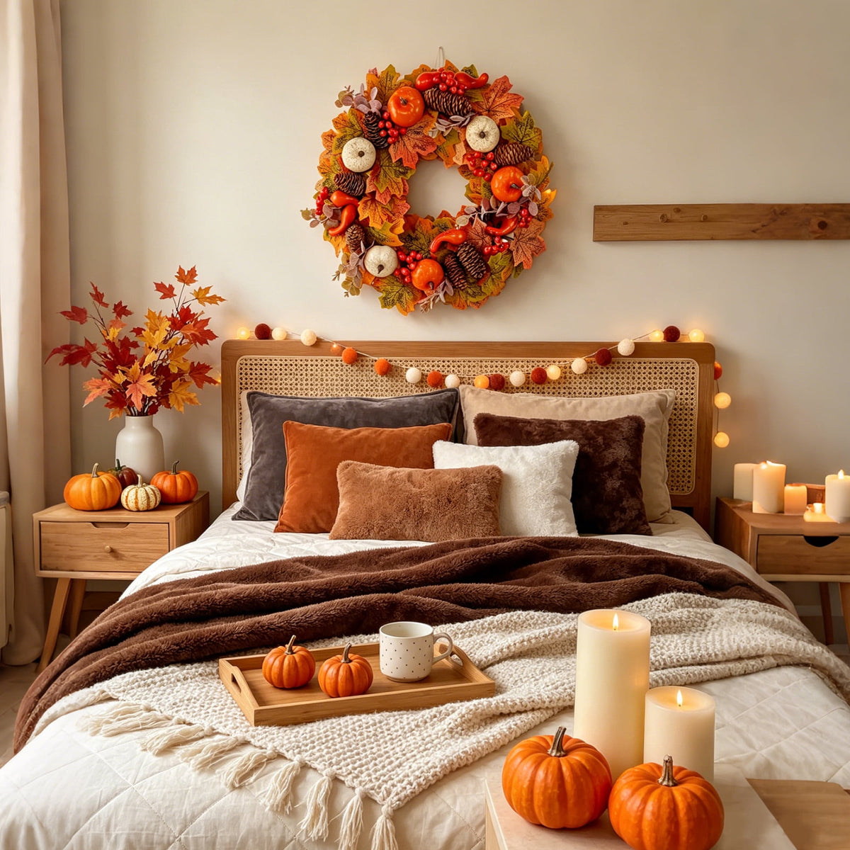 AGCAN Halloween Wreaths for Front Door, 17 Inch Pre-Lit Halloween Wreaths with Bats & Deadwood, Halloween Decorations for Door,Porch,Window,Indoor and Outdoor Decor