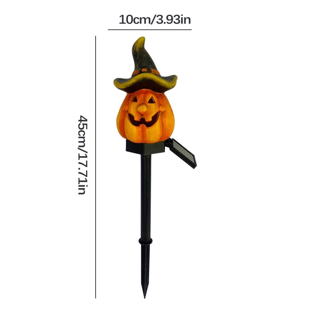 Btomtd Solar Lantern Light Outdoor Halloween Decor Resin Craft Pumpkin Ground Insertion Lamp for Garden Ghost Festival Solar LED Garden Light, C