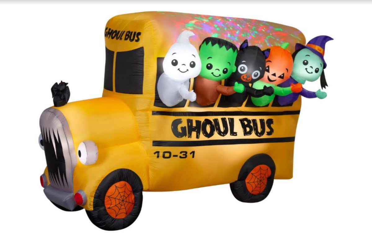 7.5' Gemmy Airblown Inflatable Animated Kaleidoscope Halloween Ghoul Bus Yard Decoration 552571