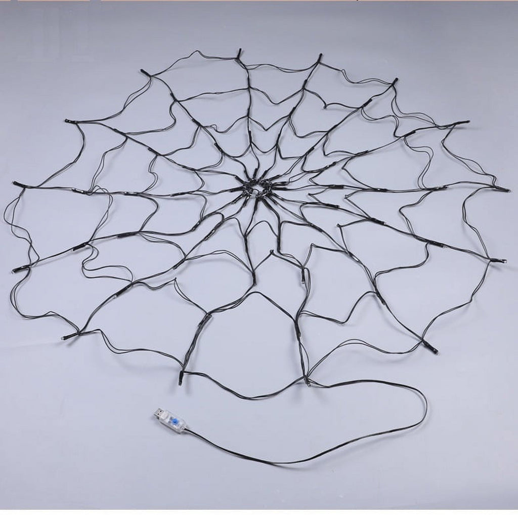70Led 3.28FT Giant Spider Web Lights with Hairy Spider and Cobweb for Lighted Halloween Decorations Outdoor Halloween Window Decorations Wall Garden Patio Yard Decor