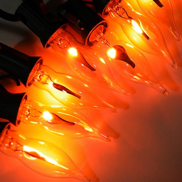12.8Ft Christmas Lights Flickering Flame String Lights with 12 Pack Clear C7 Flame Light Bulbs（2 Spare）, Great for Indoor Outdoor Home Patio Party Christmas Decorations Lights, 1W, E12 Base