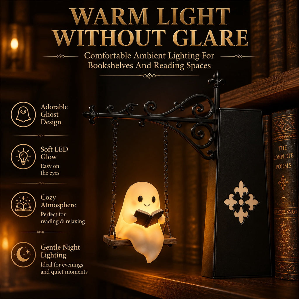 Halloween Ghost Library Lantern Decorative Bookshelf Lighting, Reading Book Shelf Lights for Study Reading Corner Home Library Gift for Book Lovers Bookworms