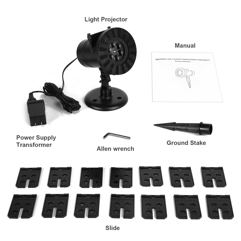 SHANNA Christmas LED Projector Lights, Outdoor Christmas Decorations Light with 16 Moving Patterns Snowflake Holiday Landscape Projector Home Garden Decor