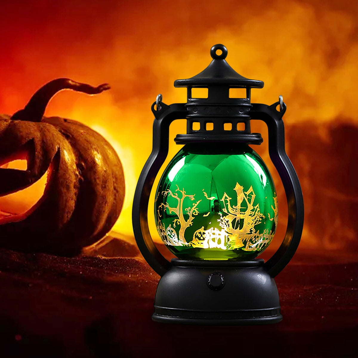 Halloween Oil Lamp Outdoor Lights, Flickering Flame Solar Lanterns Lights Outdoor Waterproof, Hanging Lantern Decorative, Solar Powered Lanterns for Yard Patio Path Tree Garden Decor