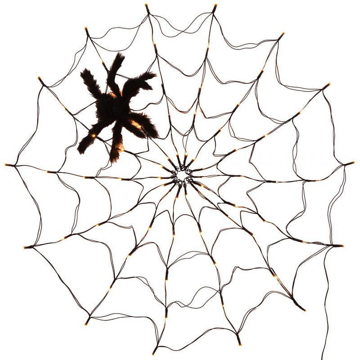 Halloween Decorations Spider Web Lights, 70 LED 8 Modes Battery Operated Waterproof Net Lights with Black Spider, Halloween Indoor Outdoor Orange