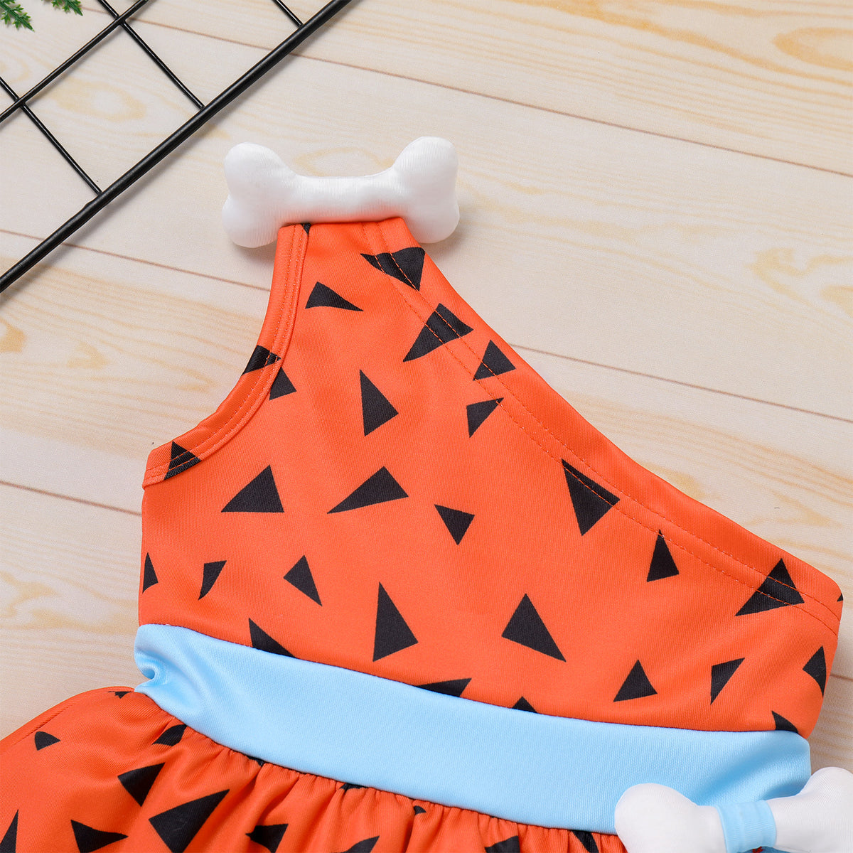 Kids Baby Bam Bam Costume Flintstone Costume Caveman Cavegirl Historical Stone Age Themed Birthday Outfit for Girls Boys Halloween Cosplay Dress Up Photo Shoot 2-3 Years Girl - Orange