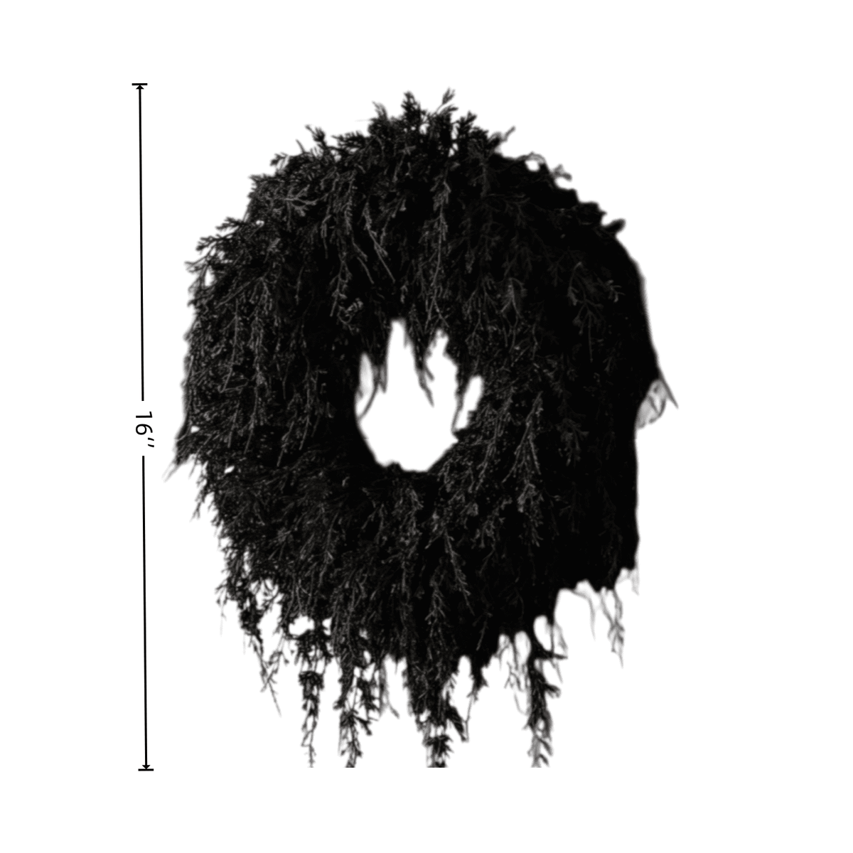 Drapey Faux Cedar Wreath,Halloween Wreath, Draped Foliage Front Door Wreath, Indoor Outdoor Weather Resistant Gothic Porch Wall Decor for Halloween Seasonal Decoration,Black, 16"