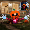 BeePrincess 5 FT Halloween Inflatable Pumpkin Ghost – Outdoor LED Blow-Up Decoration with Giant Arms, Light-Up Eyes, Waterproof Yard Decor for Lawn and Garden