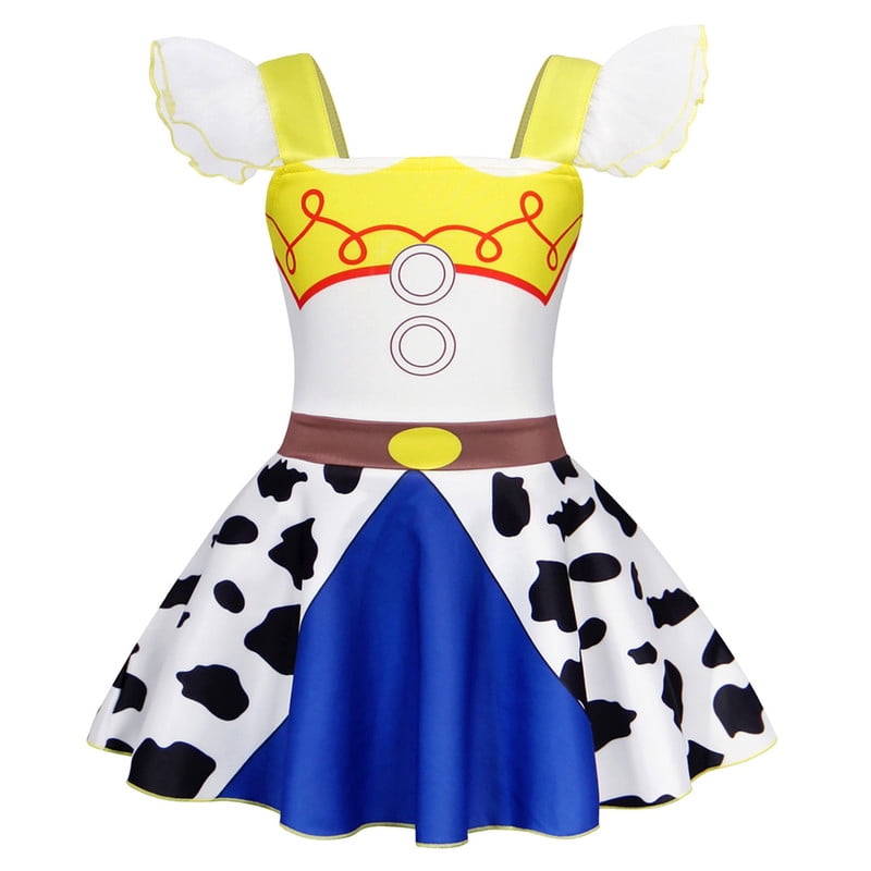 Benylion Cowgirl Costume for Girl Summer Dress Western Dress Up Outfit for Kids Halloween Cosplay Party Dresses Ruffle Sleeve for 5-6 Years