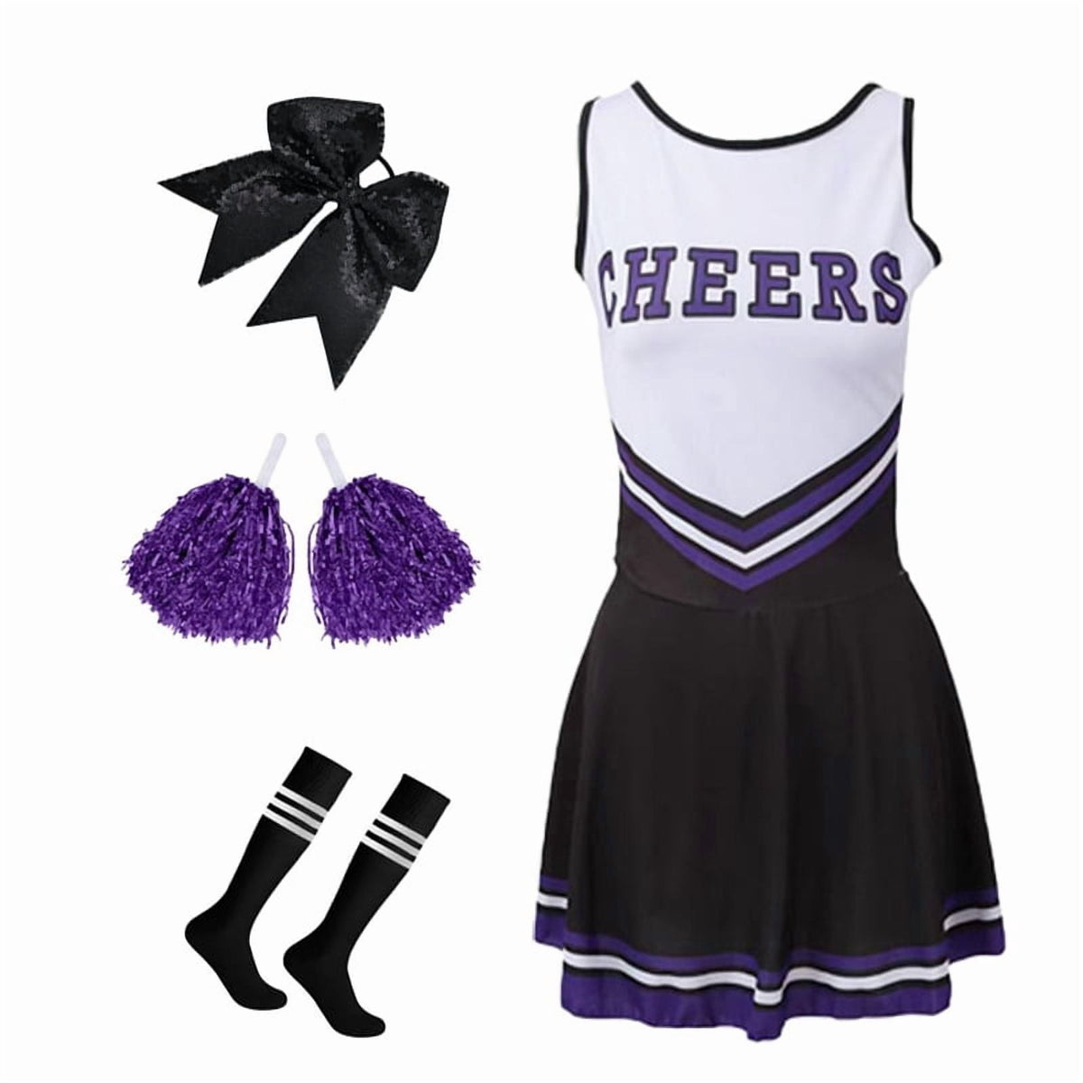 Green Girls Cheerleader Costume Outfit Set,Kids Sleeveless Cheerleading Uniform for Party Birthday Halloween
