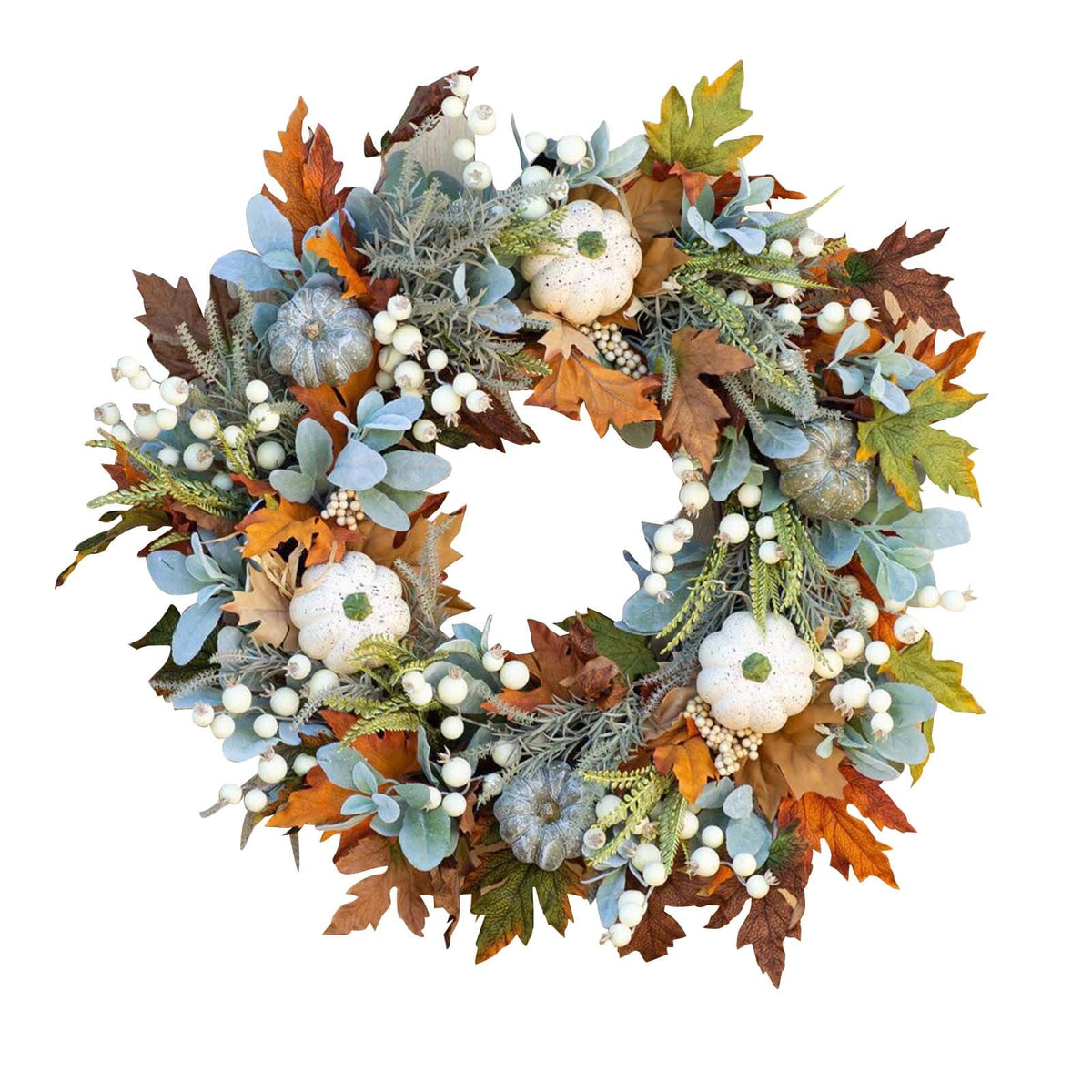 Btomtd Diameter 8" Pumpkin Skull Wreath Halloween Decor Acrylic Round Disk Hanging Ornament with Garland for Front Door Window, A