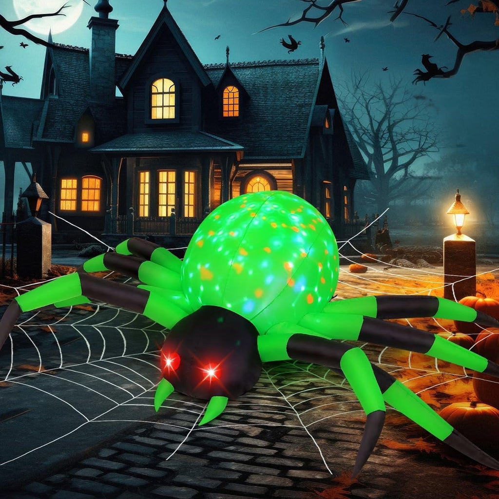 COMIN Halloween Inflatables 9 FT Width Spider Blow Up Yard Decoration with Built-in LED for Yard Garden Party Lawn