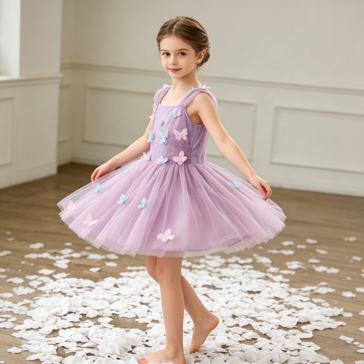 CZKHPTY Girls Rainbow Unicorn Tutu Costume Set with Headband & Wings, Kids Princess Dress Up Outfit, Sizes 9-10Y