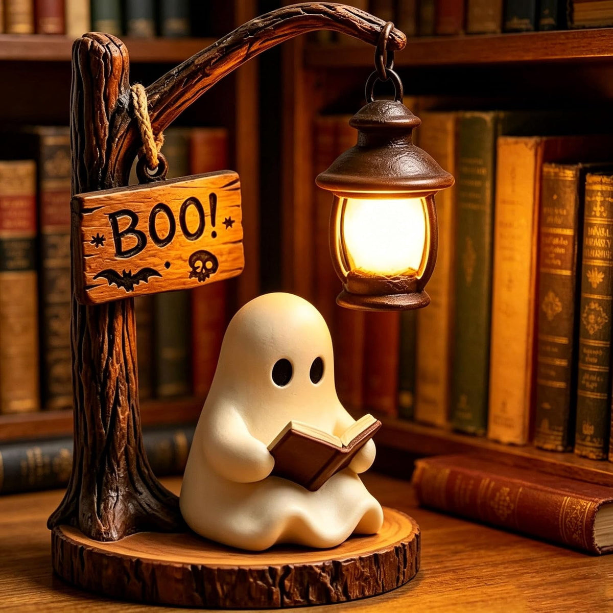 Clearance Halloween Decor-Halloween Decorations Indoor-Light up Ghost in Glass Like-Cute Ghost with Light for Home Kitchen Mantel Tabletop Party Decor and Holiday Decorations Best Halloween Gifts