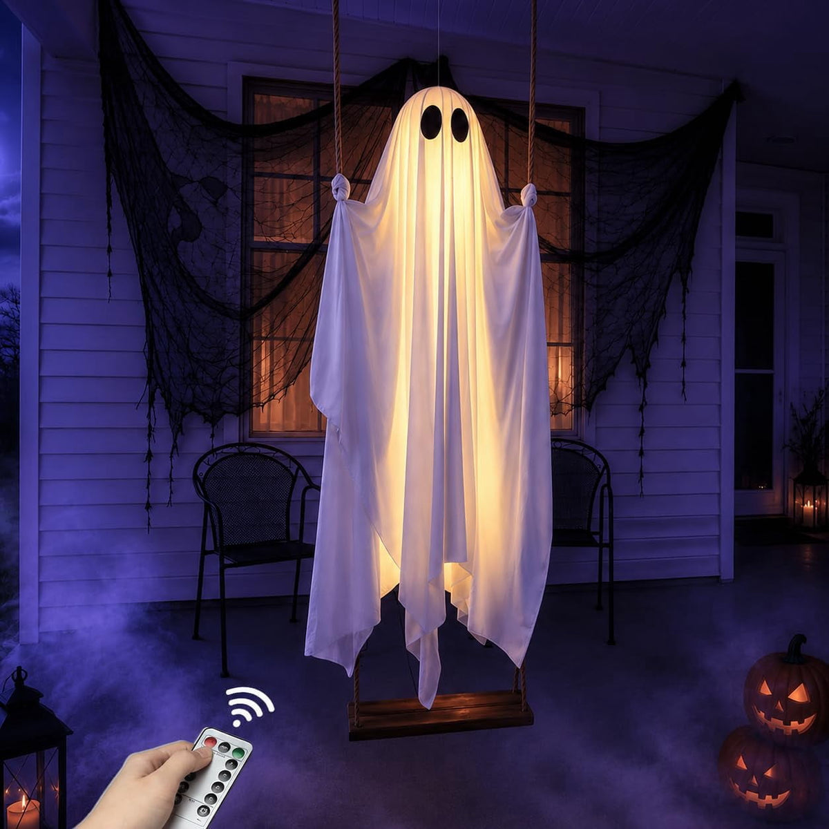 Clearance Halloween Decor-Halloween Decorations Indoor-Light up Ghost in Glass Like-Cute Ghost with Light for Home Kitchen Mantel Tabletop Party Decor and Holiday Decorations Best Halloween Gifts