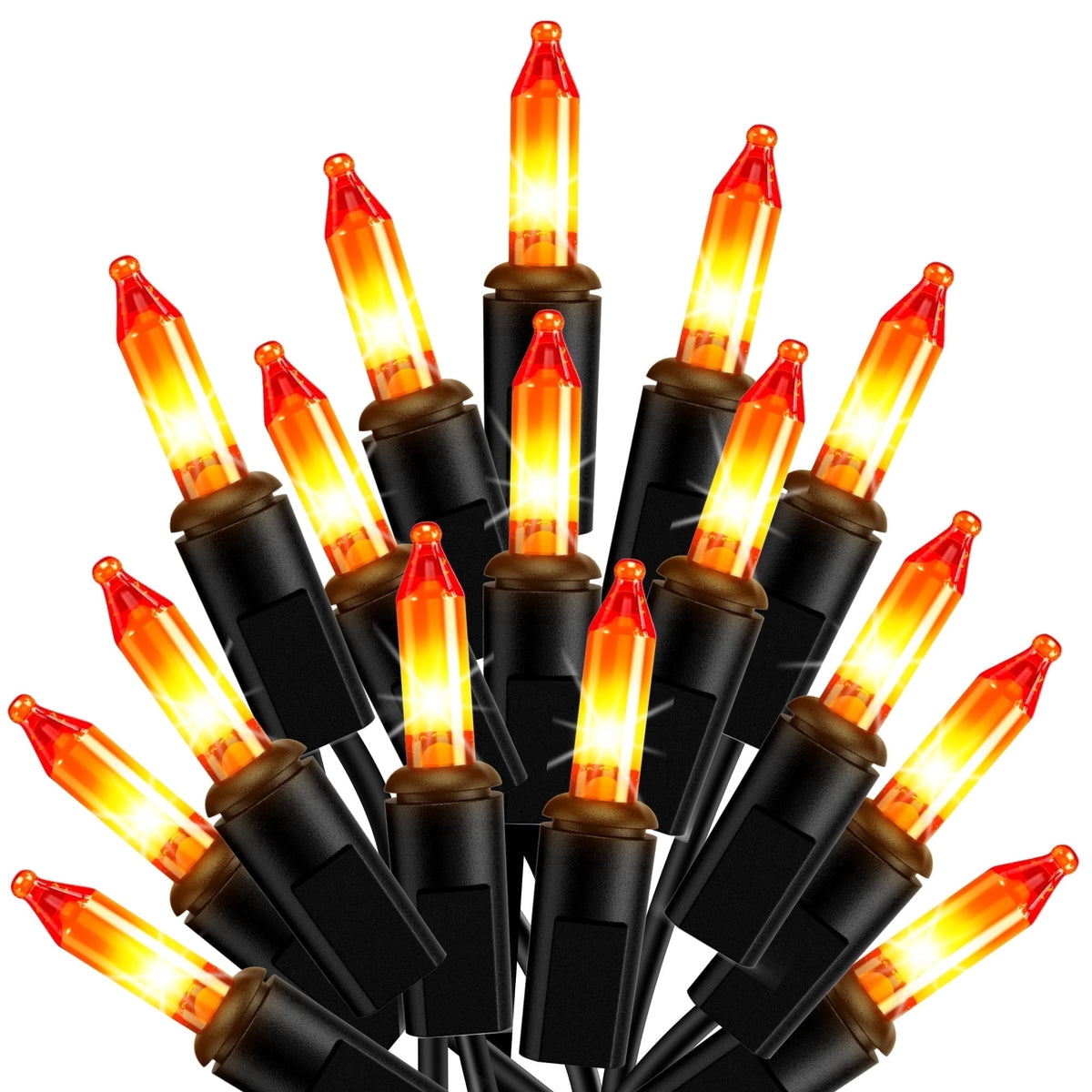 DAYBETTER Halloween String Lights, 32.8ft 100ct Incandescent Mini Lights, with 100 Count Orange Waterproof Bulbs, for Party, Yard, Christmas Tree, Halloween Decorations