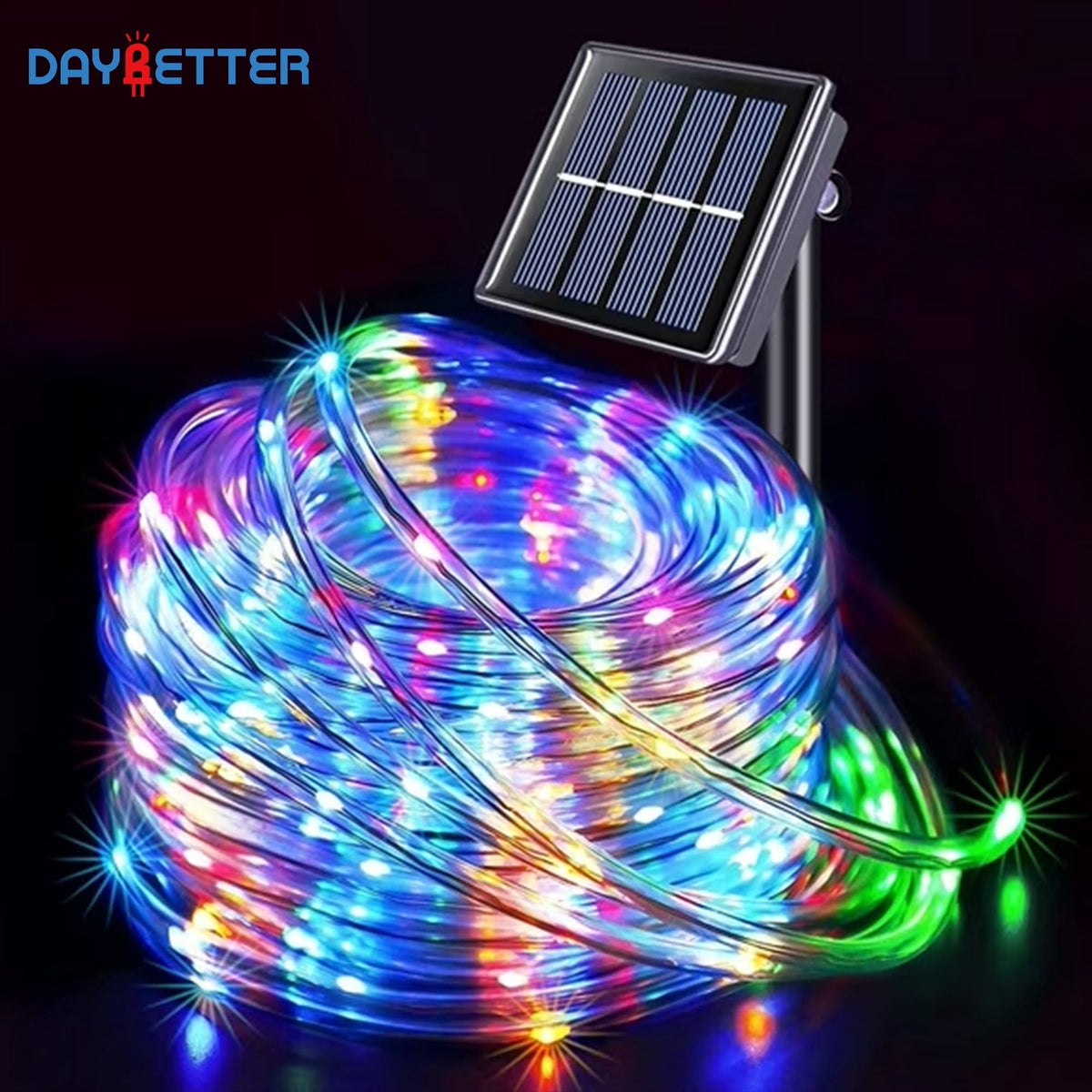 DAYBETTER Solar Outdoor Rope Lights, 33Ft Multi-color Waterproof Lights with 100 LEDs for Outside Tree Fence Yard Christmas Lighting Decoration