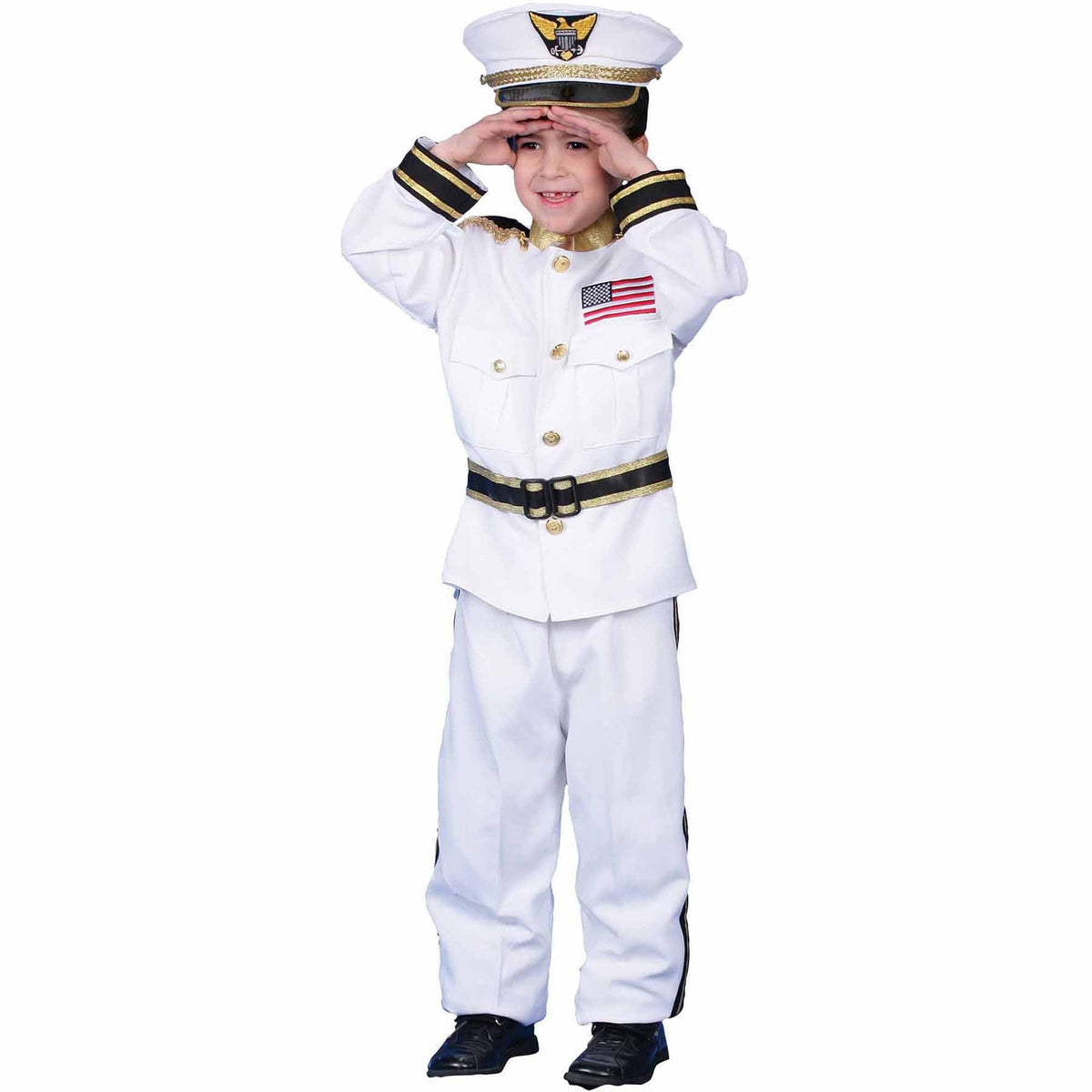 Dress Up America Navy Admiral Costume - White Ship Captain Uniform for kids - Boat Captain Costume Set for Boys and Girls