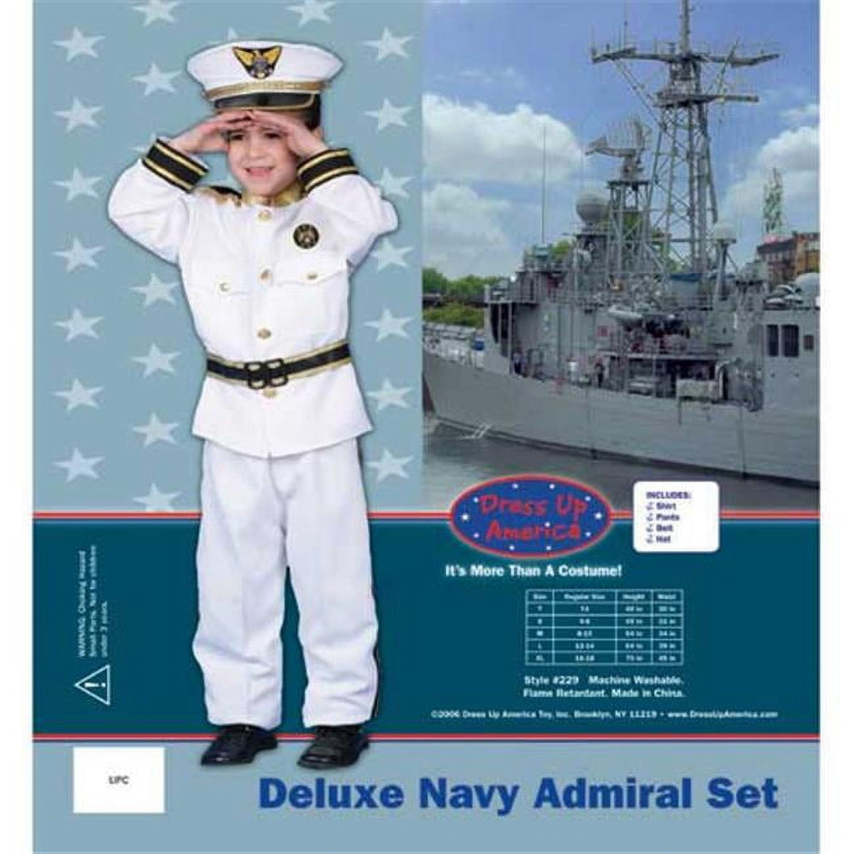 Dress Up America Navy Admiral Costume - White Ship Captain Uniform for kids - Boat Captain Costume Set for Boys and Girls